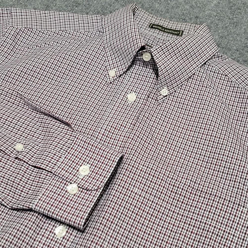 Eddie Bauer Shirt Mens Small Wrinkle Resistant Button Down Blue Red Plaid Cotton